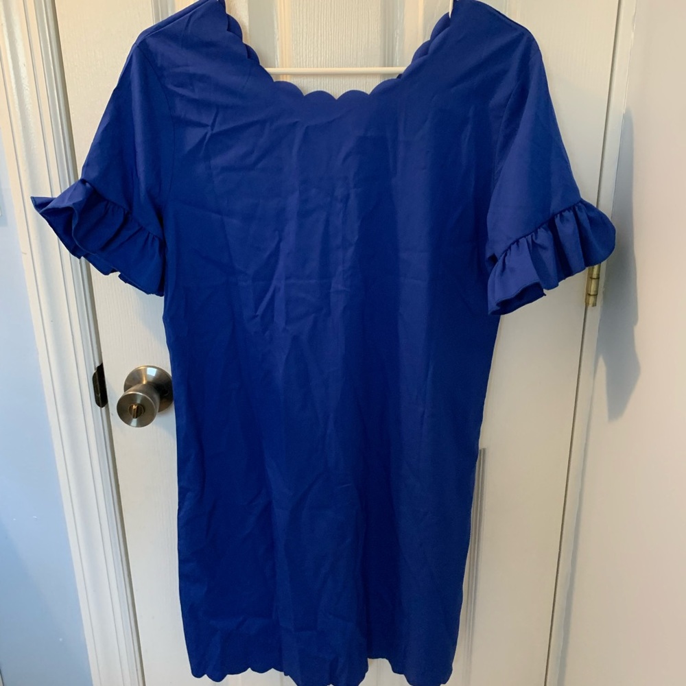 Navy blue dress with ruffle sleeves